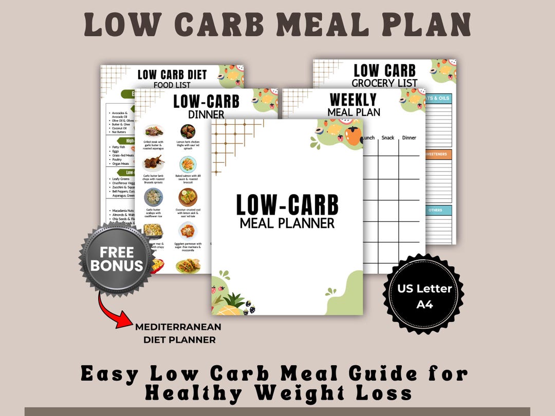 Low Carb Meal Plan Printable Weekly Weight Loss Meal Planner PDF ...