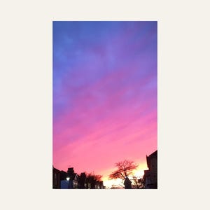 Moody Sunset Sky Print, Purple Pink Clouds, Dramatic Wall Art, Printable Download