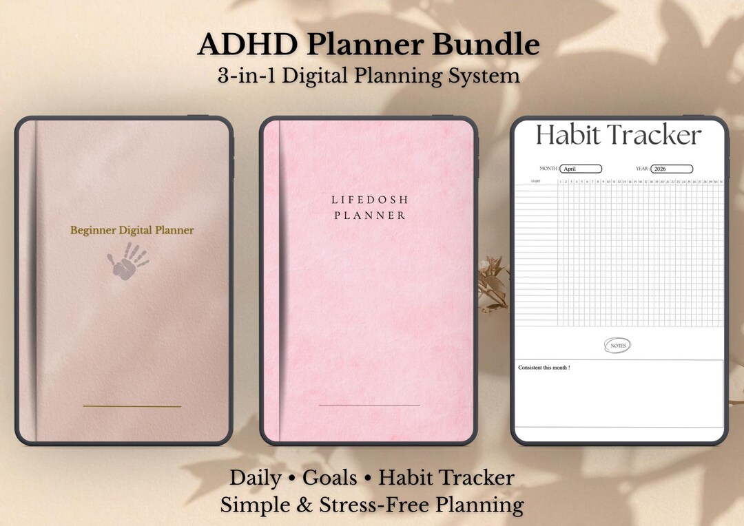 ADHD Planner Bundle - 3-in-1 Digital Kit | Weekly Goals, Daily Planner ...