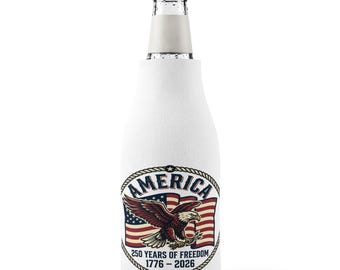 America eagle flag crest Zip-Up Bottle Cooler Sleeve | 250 Years of Freedom 1776-2026