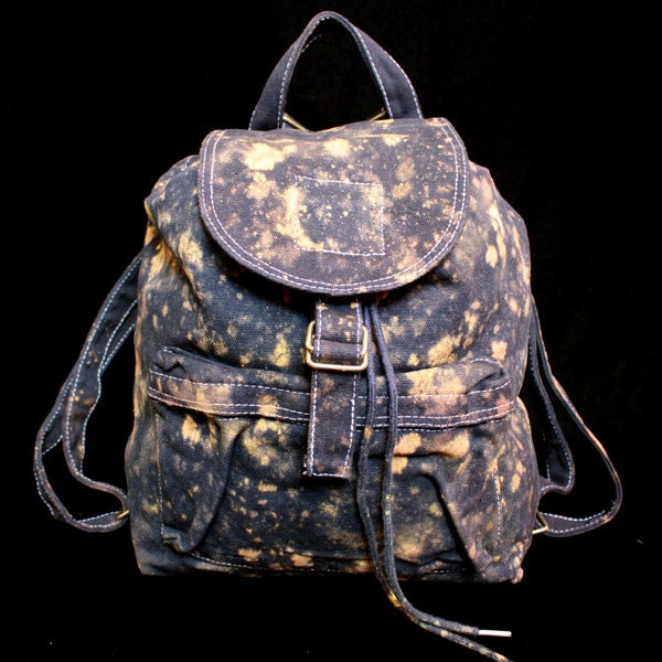 Hand Dyed BAGGU Backpack, Black "The Universe is Expanding" Pattern