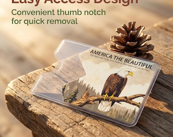 National Park Pass Sleeve | America The Beautiful Pass Protector | Acrylic National Parks Pass Holder|Vintage Americana lustration