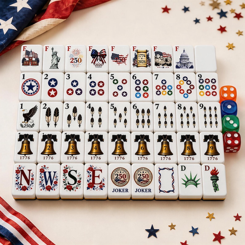 Luxury American Mahjong Set – USA 250th Anniversary Collector Edition, 160 Acrylic Tiles image 1