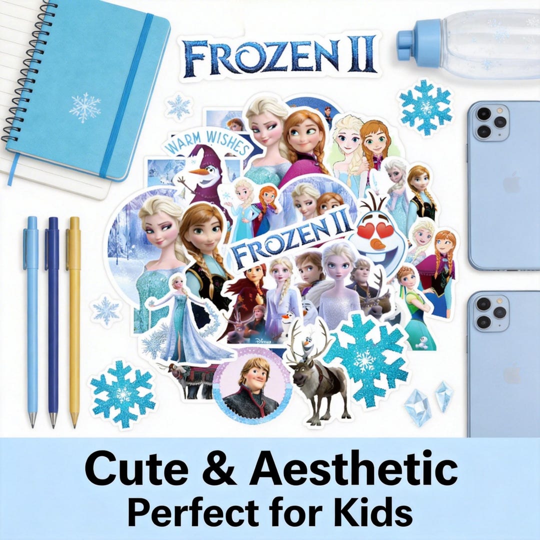 50 Frozen 2 Stickers Set for Kids, Elsa Anna Olaf Designs, Cute ...