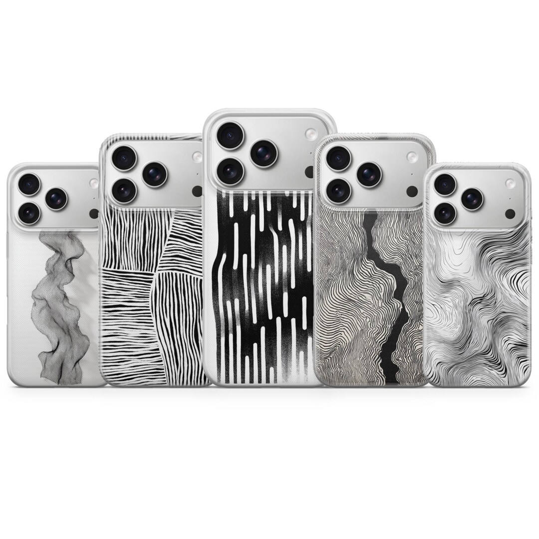 Abstract Black and White Phone Case, Minimalist Topography , Avant ...