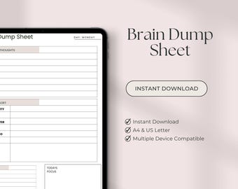 ADHD Brain Dump Planner Printable | Minimalist Daily Reset Page ...