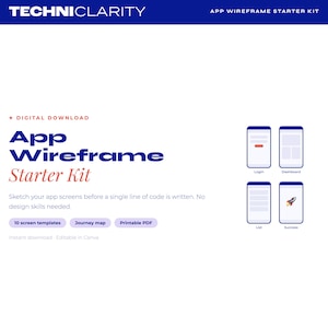App Wireframe Template | Mobile App Screen Kit | No-Code Founder Planning Tool | UX Layout Printable | 10 Screen Templates PDF