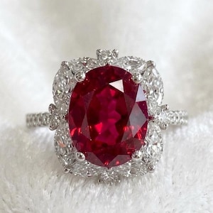 Elegant natural Ruby Pink oval Cut Diamond Style Silver Ring for Women Vintage Luxury Sparkling Statement Gift for Special Occasions