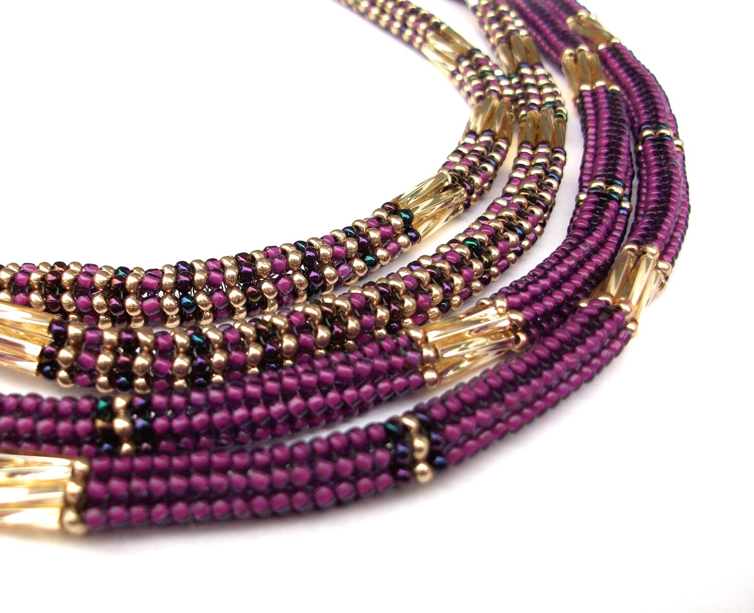 Beaded Necklace Embellished Beaded Rope Statement Long Etsy