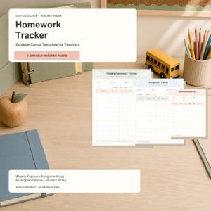 Modèle Canva pour enseignants : Suivi des devoirs, liste des tâches et des travaux non rendus (modifiable)