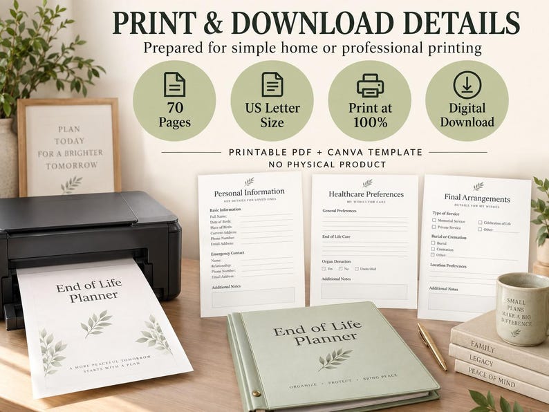 End of Life Planner Printable, Just in Case Binder, Final Wishes ...