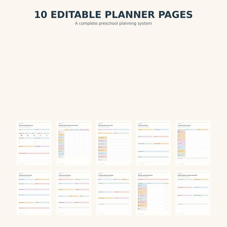 Preschool Weekly Lesson Plan Template, Editable Canva Pre-k Planner ...