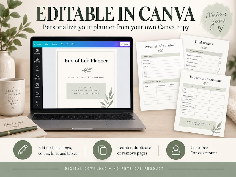 End of Life Planner Printable, Just in Case Binder, Final Wishes ...