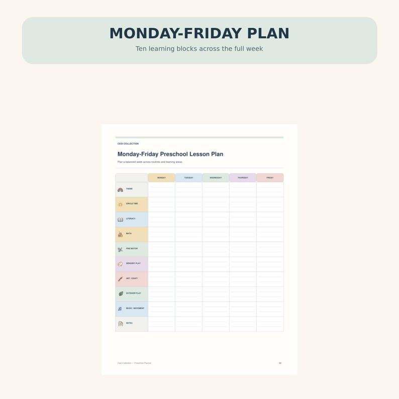 Preschool Weekly Lesson Plan Template, Editable Canva Pre-k Planner ...