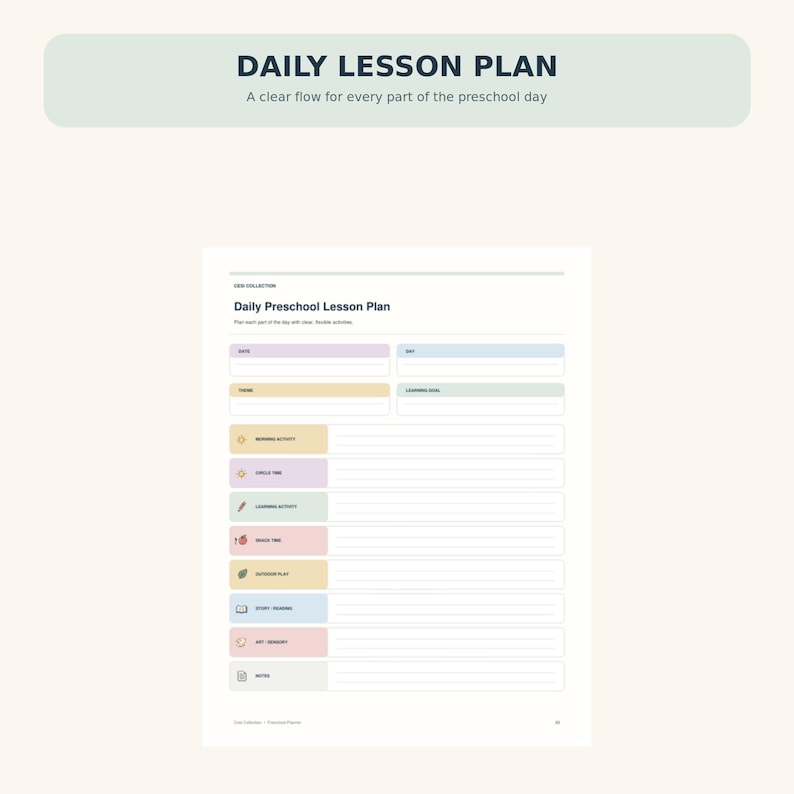 Preschool Weekly Lesson Plan Template, Editable Canva Pre-k Planner ...