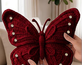 Crochet Butterfly Pillow Pattern PDF | Plush Velvet Cushion Tutorial Download