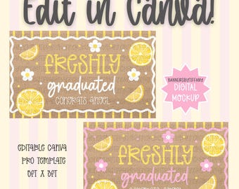Freshly Graduated Template | Editable Canva Banner | 36x60 DIY Painted Sign | Graduation | Digital Download