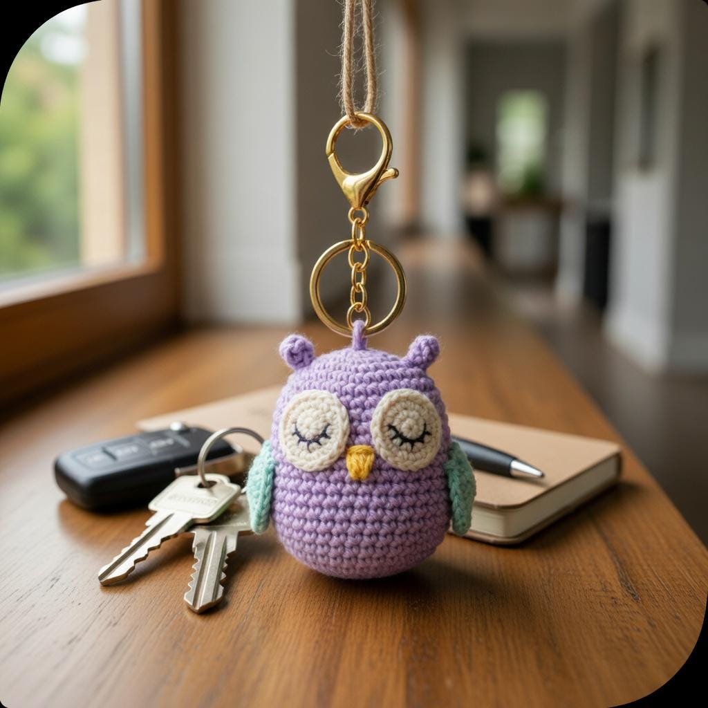 Dreamy Owl Keychain Crochet Pattern