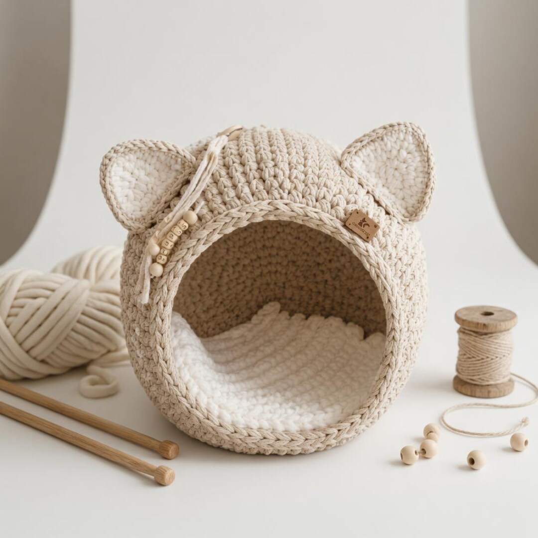 Benji Rope Benji Bear Crochet Basket Pattern, Chunky Rope Storage, Nursery Pet ...