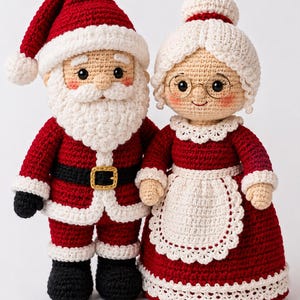 Mr & Mrs Claus Crochet Pattern PDF, Christmas Amigurumi Santa Doll, Holiday Plush Tutorial, DIY Xmas Gift.
