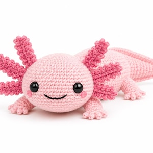 Axolotl Crochet Pattern PDF, Cute Amigurumi Plush Tutorial, Beginner Pink Salamander DIY Crochet Pattern .