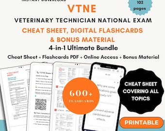 VTNE Exam Prep Bundle 2026 | Veterinary Technician National Exam | Vtne Cheat Sheet | Vtne Flashcards | Veterinary Exam | Vtne Notes | Vtne