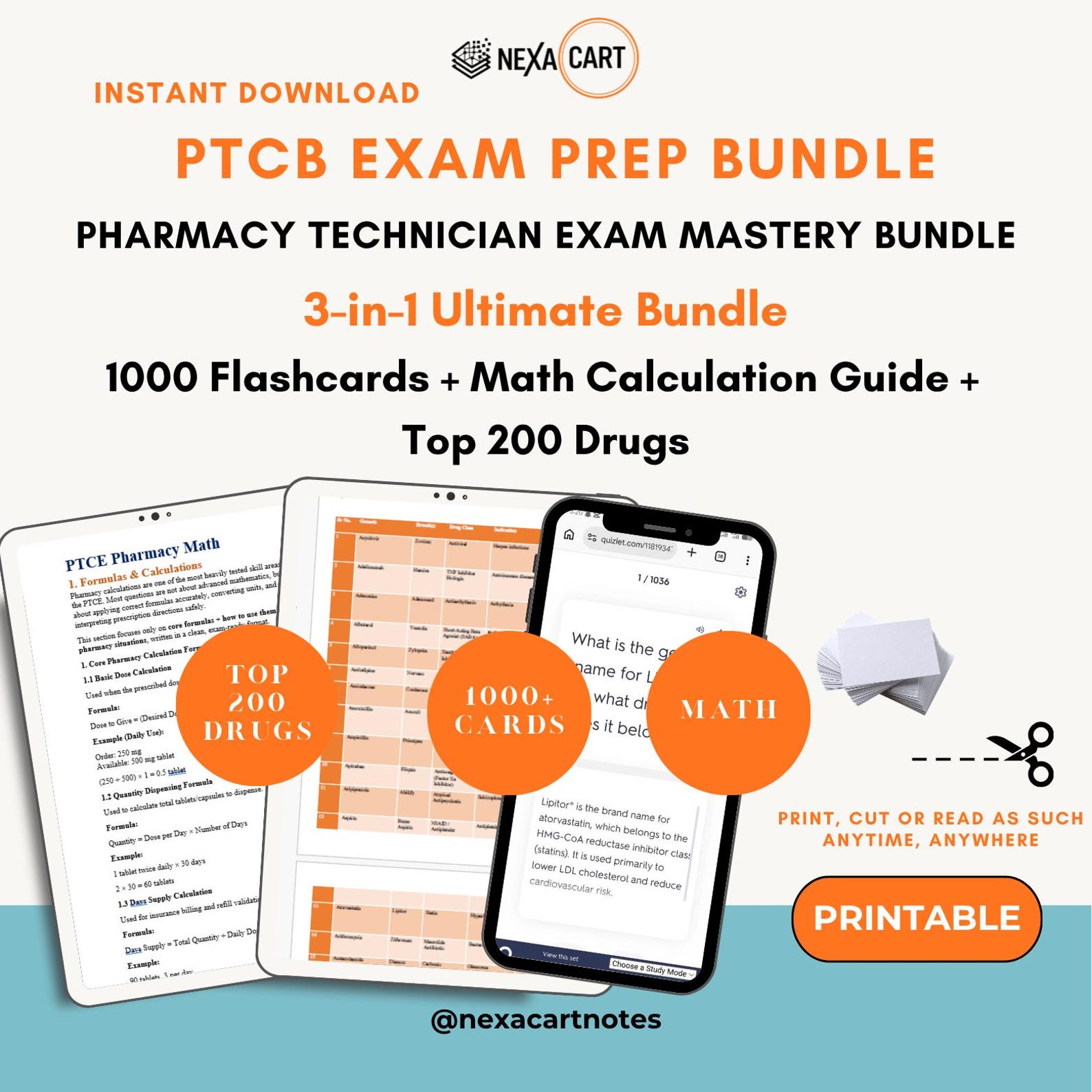 Ptce Math Problems PTCB Prep Bundle 2026 | Pharmacy Technician Exam Prep | Top 200 Drugs ...