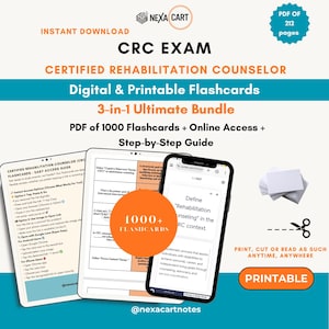 Peut inclure: Un ensemble d'étude numérique pour l'examen CRC, comprenant plus de 1000 cartes mémoire pour les conseillers en réadaptation certifiés. Inclut un PDF de 212 pages, un accès en ligne et un guide étape par étape sur tablette et smartphone.