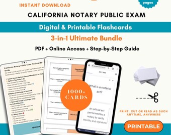 California Notary Public Flashcards 2026 | Notary Exam Prep | California Notary Public Exam | 1000+ Printable & Digital Flashcards