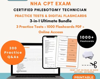 NHA Phlebotomy Exam Prep Bundle 2026 | Nha Cpt Exam | Certified Phlebotomy Technician | Nha Cpt Practice Tests |  Nha Cpt Flashcards | Cpt