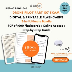 Flashcard per la preparazione all'esame per pilota di droni Parte 107 (2026) / Esame FAA per pilota di droni / Esame per pilota di droni / FAA Parte 107 / 1000 flashcard stampabili e digitali