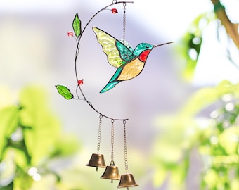 3D Stained Glass Hummingbird Suncatcher - Glass Garden Art, Fathers Day Gift