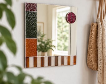 Geometric Bathroom Mirror Stained Glass Wall Art, Home Improvement