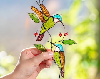 Stained Glass Hummingbird Window Hanging - Mothers Day Gift For Grandma