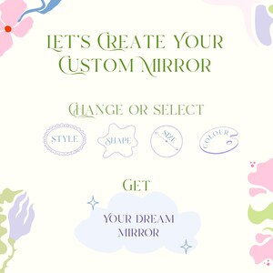 Custom stained glass mirror infographic style shape size colour options