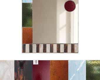Espejo de baño geométrico, vidriera decorativa para pared, mejoras para el hogar.