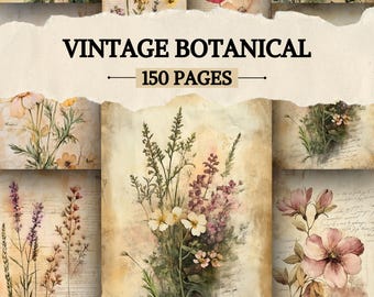 Vintage Botanical Junk Journal Pages, Digital Scrapbook Paper, Herbal Printable, Antique Collage Sheet, Vintage Plant Ephemera, Apothecary