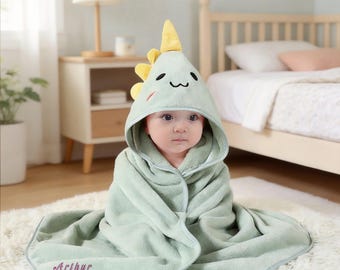 Gepersonaliseerde babybadjas, babybadjas schattige dieren met capuchon, zachte katoenen kinderbadjas, babyshower cadeau pasgeboren baby aangepaste naam