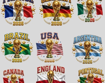 World Cup 2026 Trophy Flags Sublimation PNG Bundle (Digital Download)