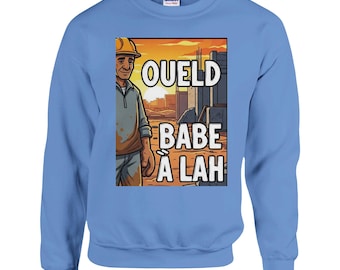 OUELD BABE A LAH - クラシックなユニセックスクルーネックのスウェットシャツ | Gildan® 18000 ホワイト