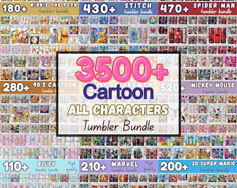 3500+ Cartoon Tumbler Bundle, All Characters Sublimation Designs (Digital Download)