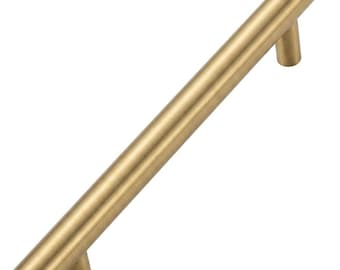 Brushed Brass T Bar Pulls – Modern Soft Gold Cabinet Handles Drawer Hardware