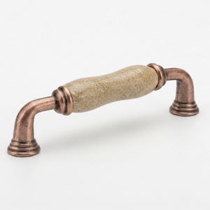 Tirador de armario de cobre antiguo y cerámica, tirador de cocina rústico, herrajes para cajones de estilo shabby chic.