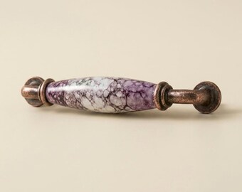 Vintage Floral Ceramic Kitchen Cabinet Pull Furniture Handle Antique Bronze Dresser Drawer Knob