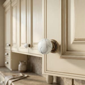 Marble Pattern Drawer Knobs Cabinet Pulls Round Stone Dresser Handles Kitchen Furniture Hardware image 6