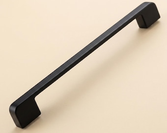 Matte Black Cabinet Handles, Modern Kitchen Door Pulls, Minimalist Furniture Hardware, Set of 10