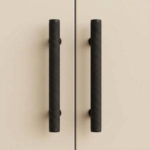 Matte Black Knurled Cabinet Handles, Industrial Textured Drawer Pulls, Modern Kitchen Wardrobe Hardware Knobs