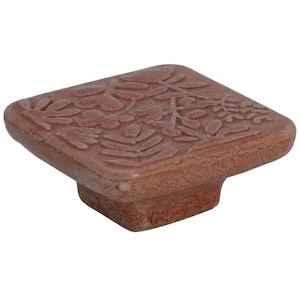 Tiradores de cajón de terracota con diseño floral hechos a mano, tiradores decorativos de cerámica para armarios, ideales para la decoración de cocinas de estilo bohemio.