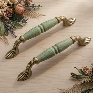 Antique Bronze Cabinet Handle – Crackle Ceramic Drawer Pull, Vintage Rustic Furniture Knob, Farmhouse Decor Hardware