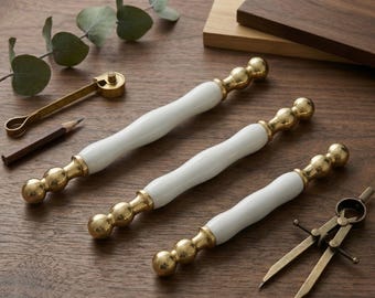 Porcelain Gold Cabinet Pulls – Vintage French Style Drawer Handles